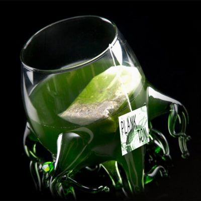 100% Chef Algas Ayaklı Cam Kupa, 250 ml, Yeşil - 2