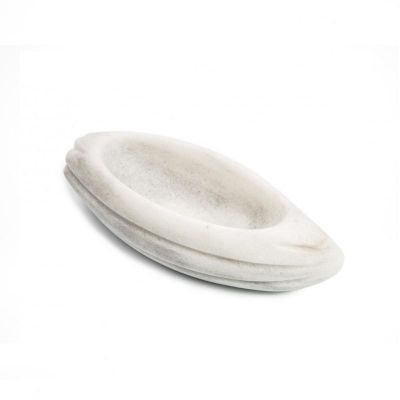 100% Chef Cacao Bean Kayık Mermer Sunum Tabağı, 21x8x6 cm, Beyaz - 2
