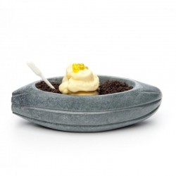 100% Chef Cacao Bean Kayık Mermer Sunum Tabağı, 21x8x6 cm, Gri - 1