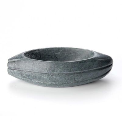 100% Chef Cacao Bean Kayık Mermer Sunum Tabağı, 21x8x6 cm, Gri - 2