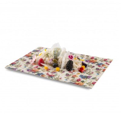 100% Chef Çiçek Baskılı Porselen Sunum Tabağı, 30x21 cm - 2