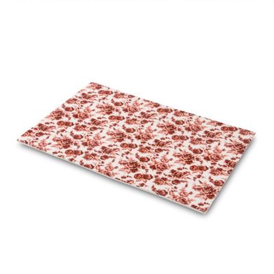 100% Chef Kırmızı Çiçek Baskılı Porselen Sunum Tabağı, 30x21 cm - 1