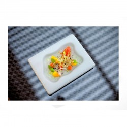 100% Chef Lagoon Mermer Sunum Tabağı, 18x14 cm, Beyaz - Thumbnail