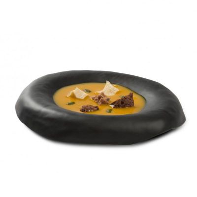 100% Chef Lava Opal Cam Derin Sunum Tabağı, 22 cm, Siyah - 1