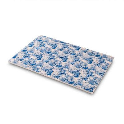 100% Chef Mavi Çiçek Baskılı Porselen Sunum Tabağı, 30x21 cm - 1
