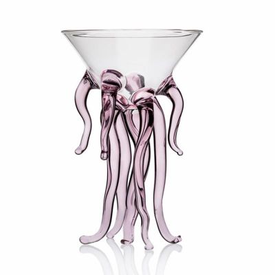100% Chef Medusa Ayaklı Cam Kupa, 200 ml, Pembe - 1