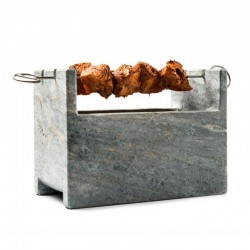 100% Chef Mermer Barbekü Izgara, Kömürlü, 20x13x15 cm - Thumbnail