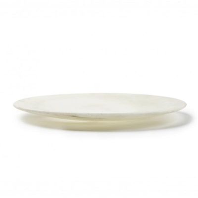 100% Chef Smooth Rim Mermer Sunum Tabağı, 25 cm, Beyaz - 1