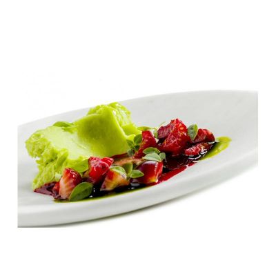 100% Chef Smooth Rim Mermer Sunum Tabağı, 25 cm, Beyaz - 2
