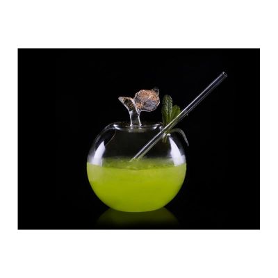 100% Chef Apple Glass Cocktail Glass with Straw, 250 ml - 100% Chef