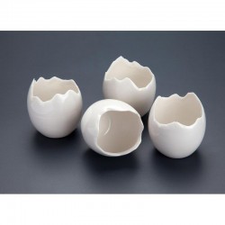 100% Chef Broken Egg Porcelain Presentation Bowl, 50 ml, 10 Pieces - 2