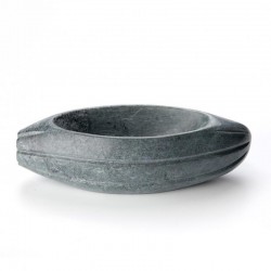 100% Chef Cacao Bean Boat Marble Presentation Plate, 21x8x6 cm, Grey - 2