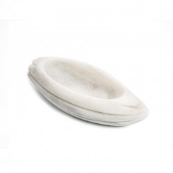 100% Chef Cacao Bean Boat Marble Presentation Plate, 21x8x6 cm, White - 2