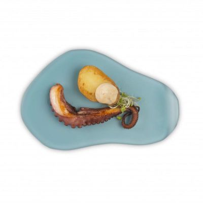 100% Chef Cadaques Glass Plate, 22 cm, 2 Pieces, Blue - 100% Chef