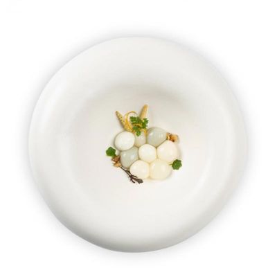 100% Chef صحن تقديم بورسلين كثبان من البورسلين، 27 × 7 سم، أبيض - 100% Chef