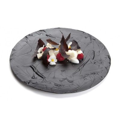 100% Chef Fused Glass Presentation Plate, 27 cm, Black - 100% Chef