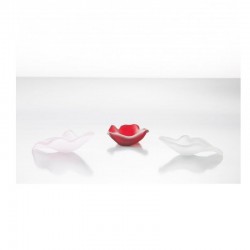 100% Chef Leaf Glass Presentation Spoon and Plate, 6 Pieces, Pink - 2