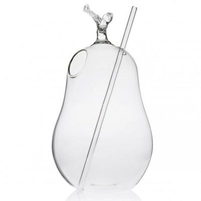 100% Chef Pear Glass Cocktail Glass with Straw, 500 ml - 100% Chef