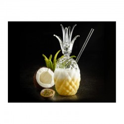 100% Chef Pineapple Glass Cocktail Glass with Straw, 300 ml - 100% Chef (1)