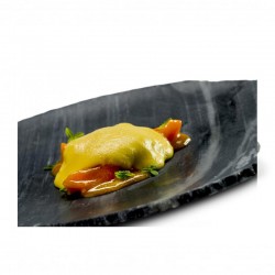 100% Chef Rustic Rim Marble Presentation Plate, 25 cm, Black - 2