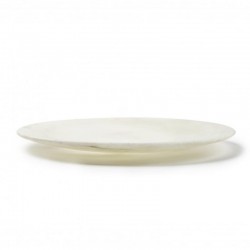 100% Chef Smooth Rim Marble Presentation Plate, 25 cm, White - 1