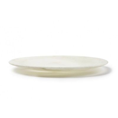 100% Chef Smooth Rim Marble Presentation Plate, 30 cm, White - 100% Chef
