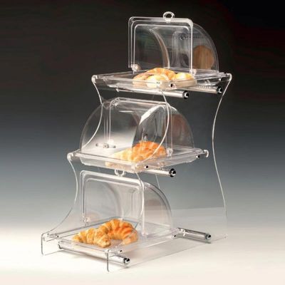 Zicco ZCP-728 Polikarbon Fanuslu Akrilik Standlı Teşhir Standı, 3 Katlı, GN 1/2, 30x58x72 cm - 1