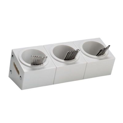 Zicco ZCP-390 Polikarbon Çatal Kaşık Standı, 3 Gözlü, 48x18x18 cm, Beyaz - 1