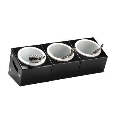 Zicco ZCP-390 Polikarbon Çatal Kaşık Standı, 3 Gözlü, 48x18x18 cm, Siyah - 1