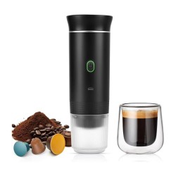 4Berry Cm-Pro Portable Rechargeable Capsule and Powdered Coffee Compatible Espresso Machine, Black - 2