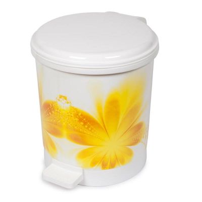 Bora Plastik Pedallı Çöp Kovası, Çiçek Desenli, No: 1, 6 L - 1