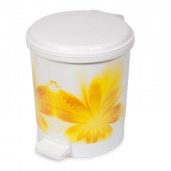 Bora Plastik Pedallı Çöp Kovası, Çiçek Desenli, No: 1, 6 L - Bora Plastik