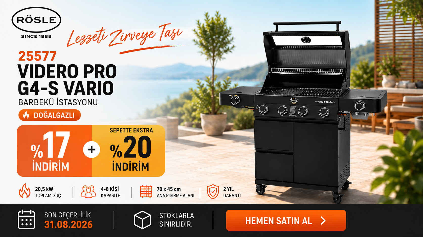 Rösle Barbekü'de Çifte İndirim! %17 + Sepette Ek %20
