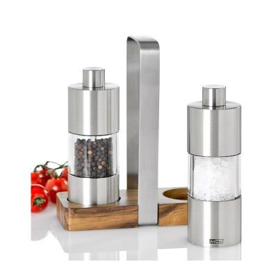 Adhoc ME01 Menage ME01 Classic Ahşap Standlı Tuz ve Karabiber Değirmen Seti, 13 cm - 1