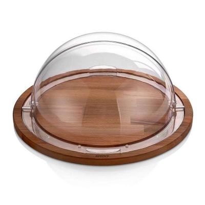 Biradlı GRV-74A Polİkarbonat Ahşap Altlı Rolltop Teşhir Tabağı, 46x20 cm - 1