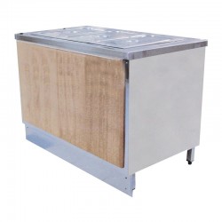 Öztiryakiler Ahşap Kaplamalı Sıcak Servis Bankosu, 5 GN 1/1-200 mm, 190x70 cm - Öztiryakiler