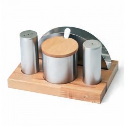Biradlı GRV-94 Ahşap Standlı Tuzluk Baharatlık Takımı, 4'lü - Biradlı