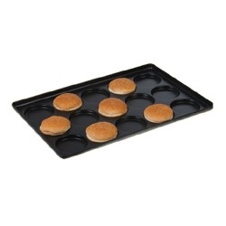 Almetal Kaplamalı Alüminyum Hamburger Ekmeği Tavası, 12 Gözlü, 115 mm, 53x65 cm - Almetal (1)