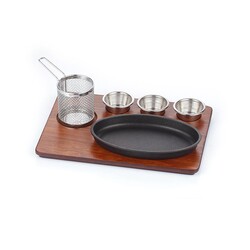 Altınbaşak Cast Iron Oval Fajita Presentation Set - Altınbaşak