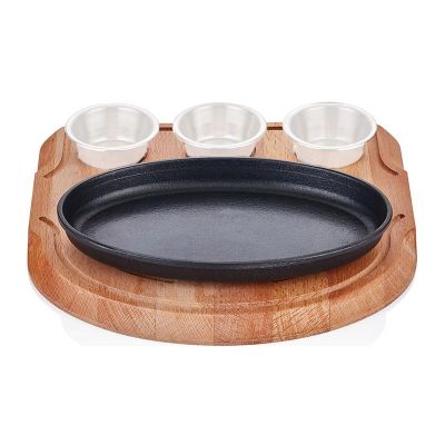Altınbaşak Döküm Demir Oval Fajita Tavası+Sosluk Yerli Nihale, 23x14 cm - 1