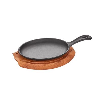 Altınbaşak Döküm Demir Oval Saplı Fajita Tavası+Nihale, 24x17 cm - 1