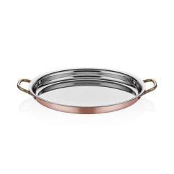 Altınbaşak Multi Metal Bakır Oval Sığ Omlet Tavası, 25x17 cm - Thumbnail