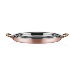 Altınbaşak Multi Metal Bakır Oval Sığ Omlet Tavası, 28x21 cm - Thumbnail