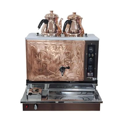 Anka Pro Plus Otomatik 2 Demlikli Çay Kazanı, 20 L, Elektrikli+Gazlı, Bakır - 1
