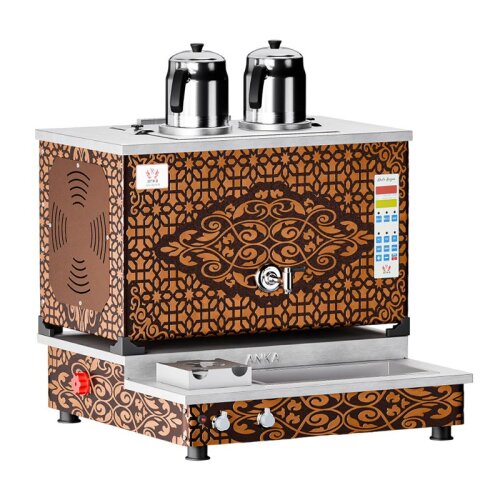 Anka Pro Plus Otomatik 2 Demlikli Çay Kazanı, 20 L, Elektrikli+Gazlı, Bakır - 1