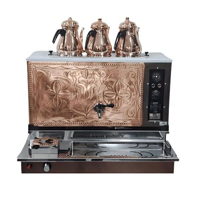 Anka Pro Plus Otomatik 3 Demlikli Çay Kazanı, 30 L, Elektrikli+Gazlı, Bakır - 1