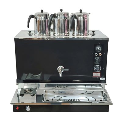 Anka Pro Plus Otomatik 3 Demlikli Çay Kazanı, 30 L, Elektrikli+Gazlı, Siyah - 1