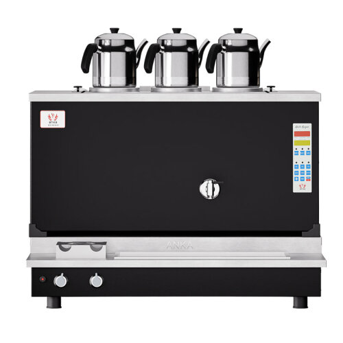 Anka Pro Plus Otomatik 3 Demlikli Çay Kazanı, 30 L, Elektrikli+Gazlı, Siyah - 2
