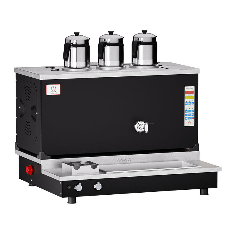 Anka Pro Plus Otomatik 3 Demlikli Çay Kazanı, 30 L, Elektrikli+Gazlı, Siyah - Anka