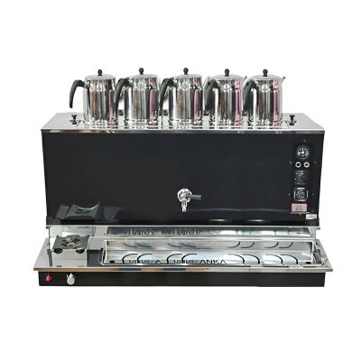 Anka Pro Plus Otomatik 5 Demlikli Çay Kazanı, 50 L, Elektrikli+Gazlı, Siyah - 1